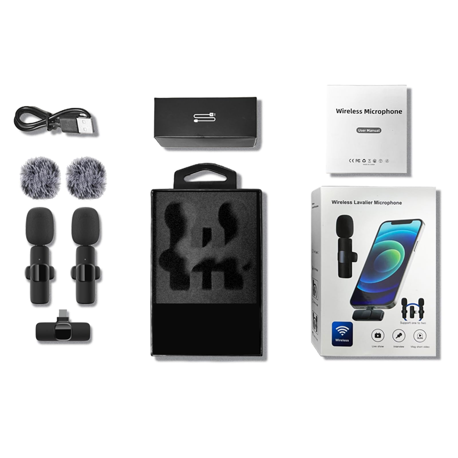 Labstandard Professional Wireless Lavalier Lapel Microphone for iPhone, iPad, mini Video Recording Mic forInterview Video Podcast Vlog YouTube&Livestream, Noise Reduction, Plug &Play