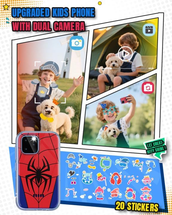 Byserten Kids Smart Phone, 3.5'' Touchscreen Kid Phones with Dual Camera, Educational Toddler Learning Toys for 3-10 Year Old Boys, Christmas Birthday Gifts, Music Player, Habit Tracker, Games