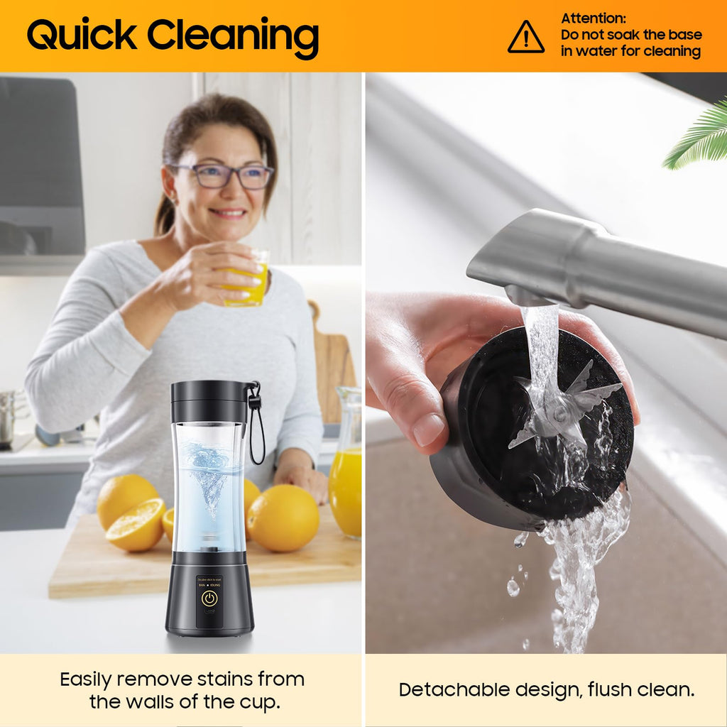 Portable Blender for Smoothies and Shakes - Mini Blender with 6 Stainless-Steel Blades for Powerful Mix， Juicer with 380Ml Travel Cup for Picnic/Gym/Office