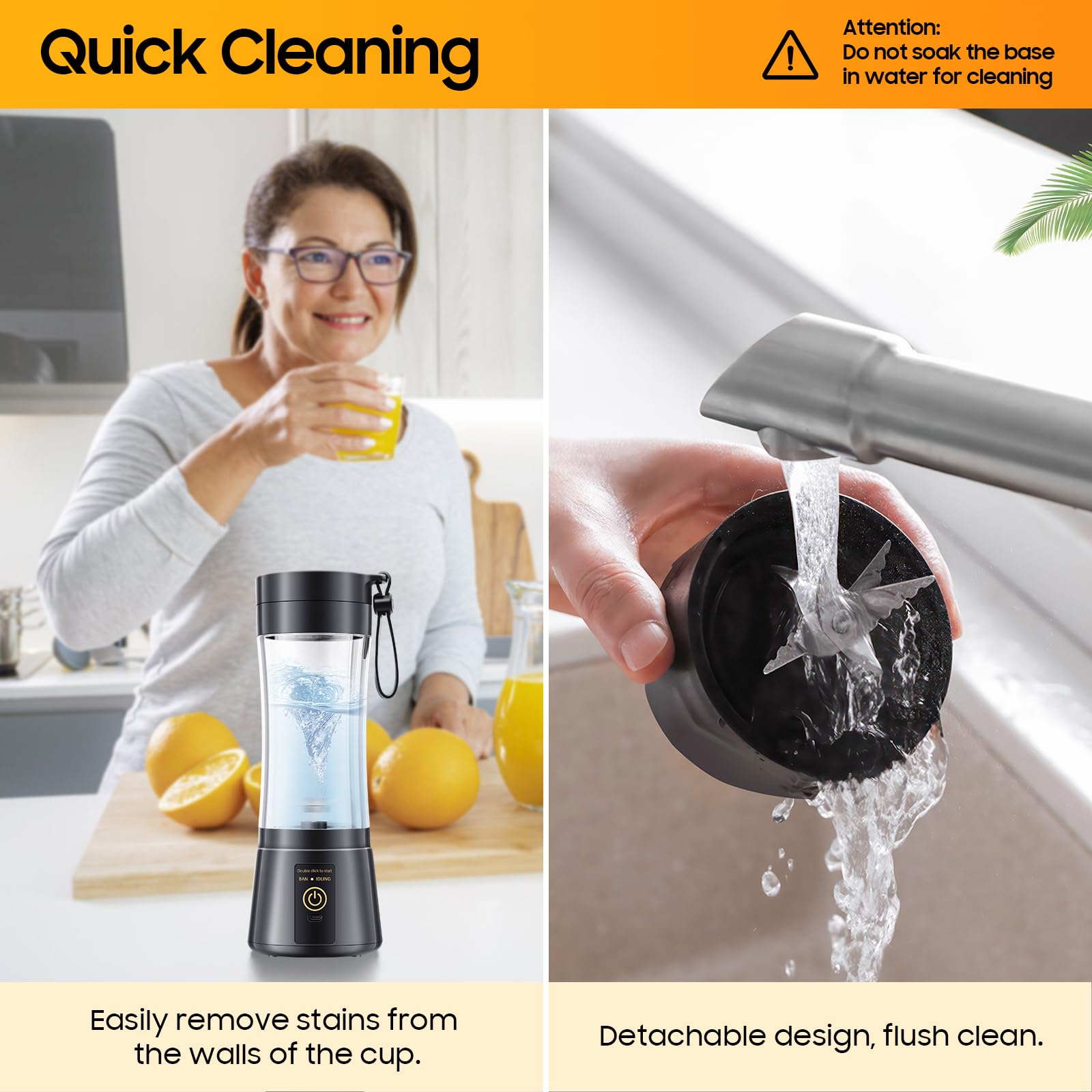 Portable Blender for Smoothies and Shakes - Mini Blender with 6 Stainless-Steel Blades for Powerful Mix， Juicer with 380Ml Travel Cup for Picnic/Gym/Office