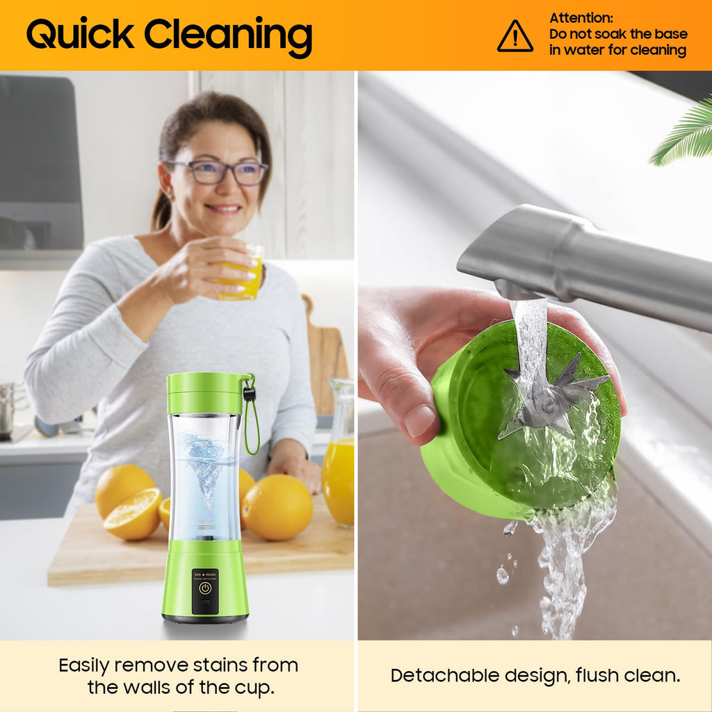 Portable Blender for Smoothies and Shakes - Mini Blender with 6 Stainless-Steel Blades for Powerful Mix， Juicer with 380Ml Travel Cup for Picnic/Gym/Office