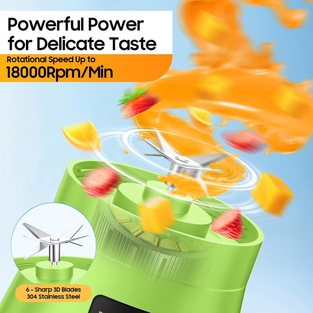Portable Blender for Smoothies and Shakes - Mini Blender with 6 Stainless-Steel Blades for Powerful Mix， Juicer with 380Ml Travel Cup for Picnic/Gym/Office