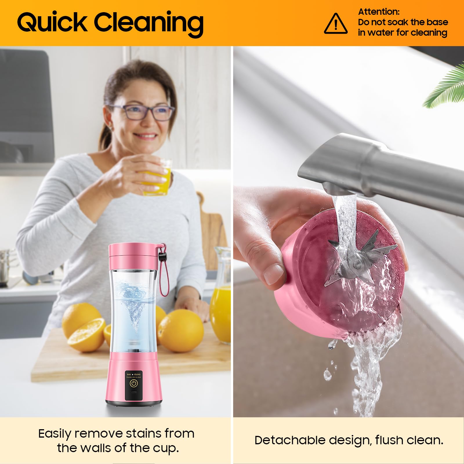 Portable Blender for Smoothies and Shakes - Mini Blender with 6 Stainless-Steel Blades for Powerful Mix， Juicer with 380Ml Travel Cup for Picnic/Gym/Office