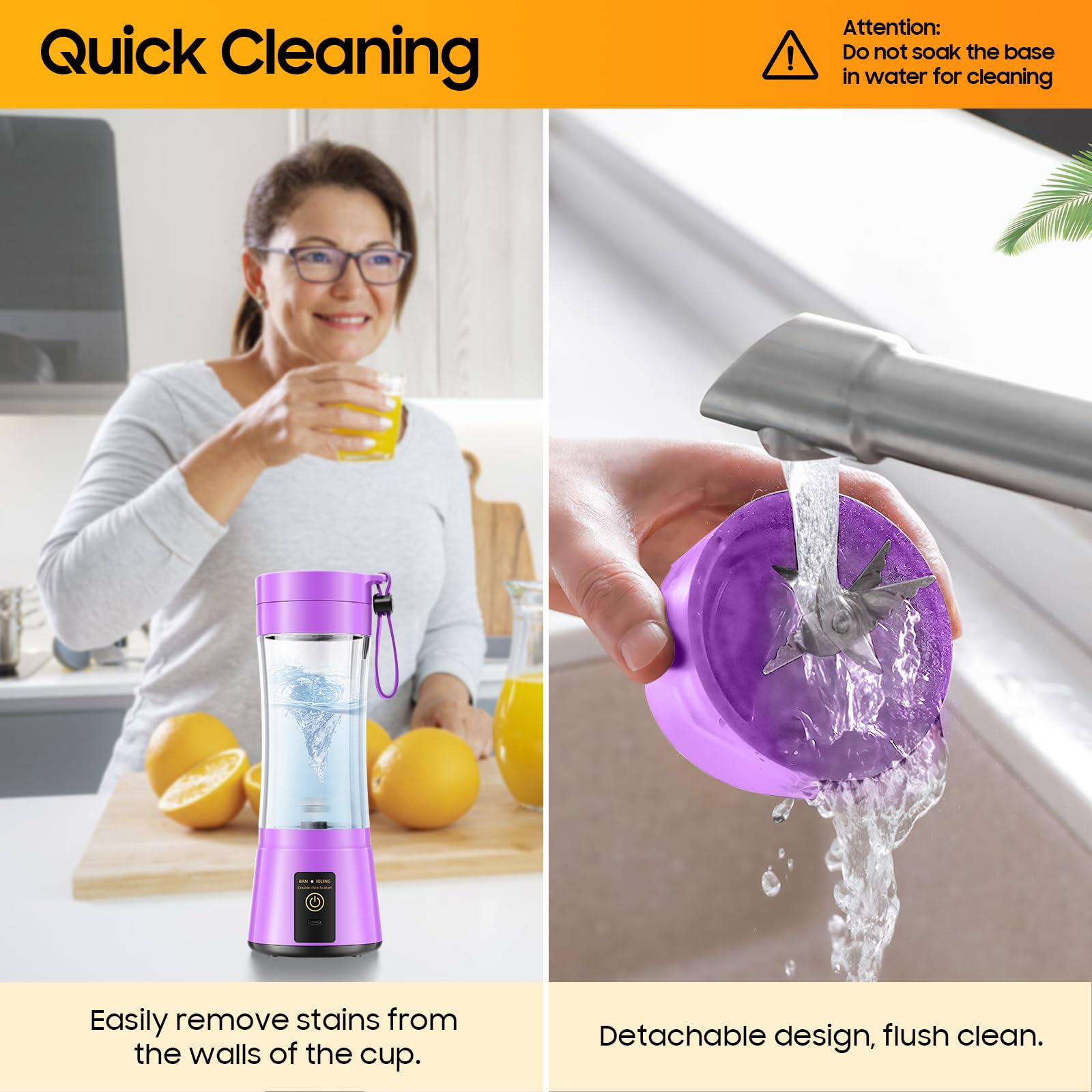 Portable Blender for Smoothies and Shakes - Mini Blender with 6 Stainless-Steel Blades for Powerful Mix， Juicer with 380Ml Travel Cup for Picnic/Gym/Office