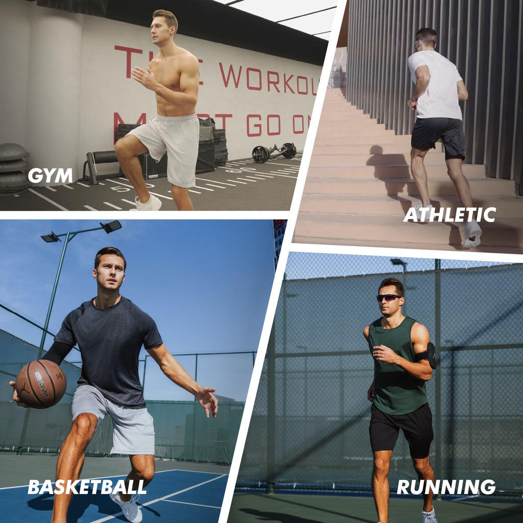BOOJO 7 Pack Mens Athletic Shorts - Gym Basketball Running Workout Quick Dry Black Shorts with Pockets for Casual Performance