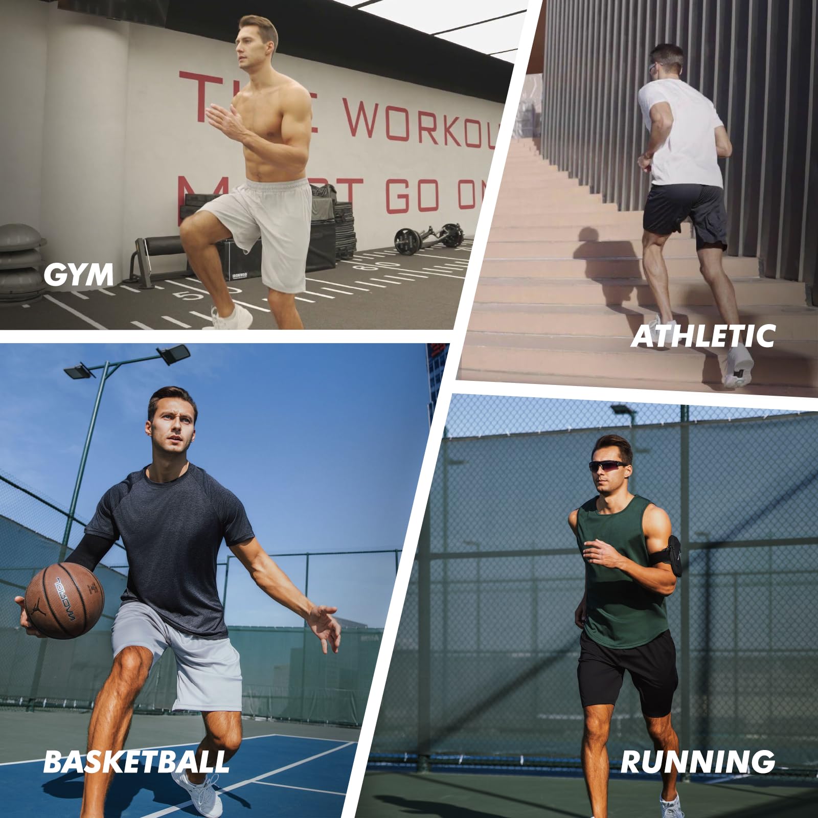 BOOJO 7 Pack Mens Athletic Shorts - Gym Basketball Running Workout Quick Dry Black Shorts with Pockets for Casual Performance