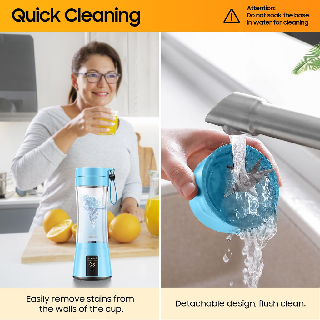 Portable Blender for Smoothies and Shakes - Mini Blender with 6 Stainless-Steel Blades for Powerful Mix， Juicer with 380Ml Travel Cup for Picnic/Gym/Office