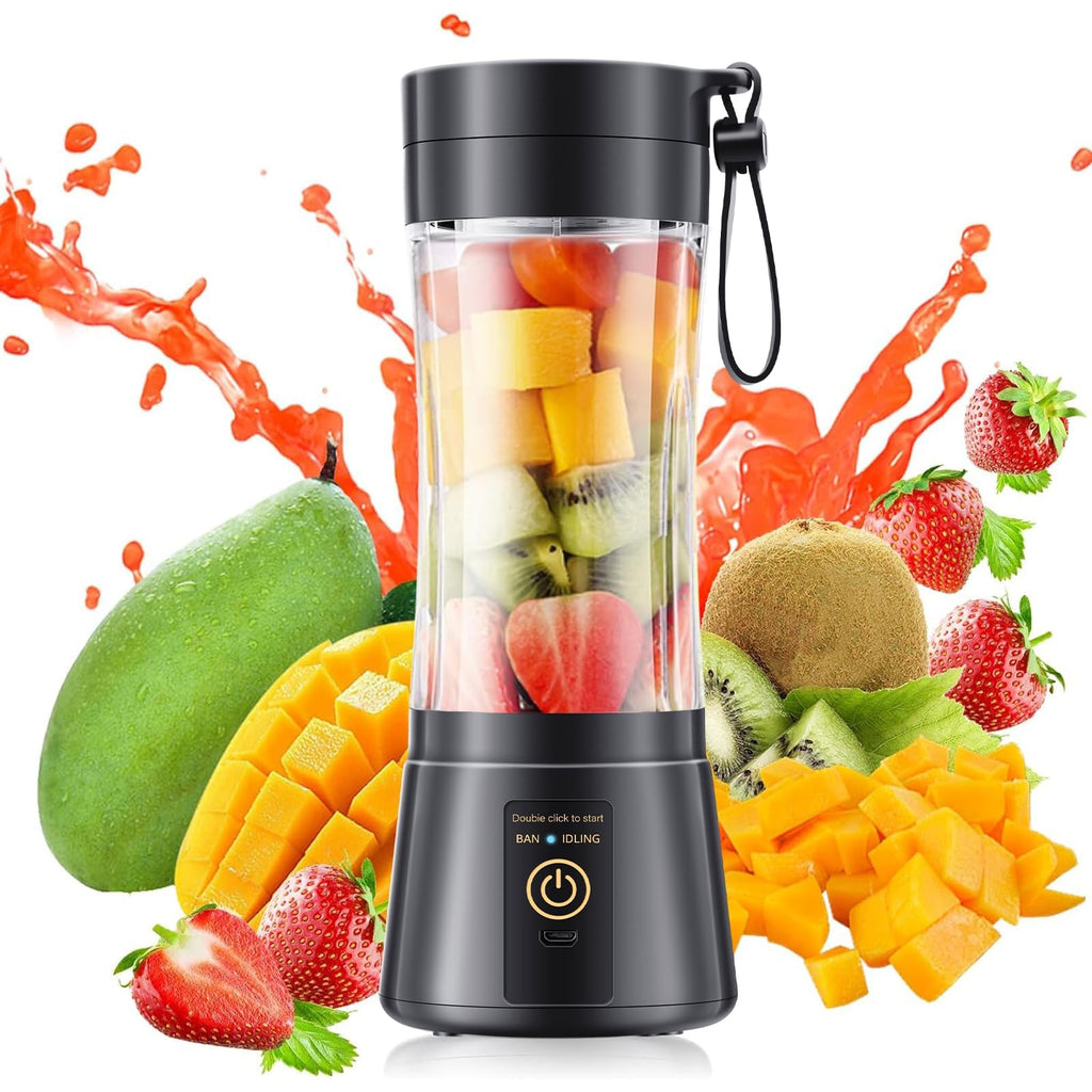 Portable Blender for Smoothies and Shakes - Mini Blender with 6 Stainless-Steel Blades for Powerful Mix， Juicer with 380Ml Travel Cup for Picnic/Gym/Office