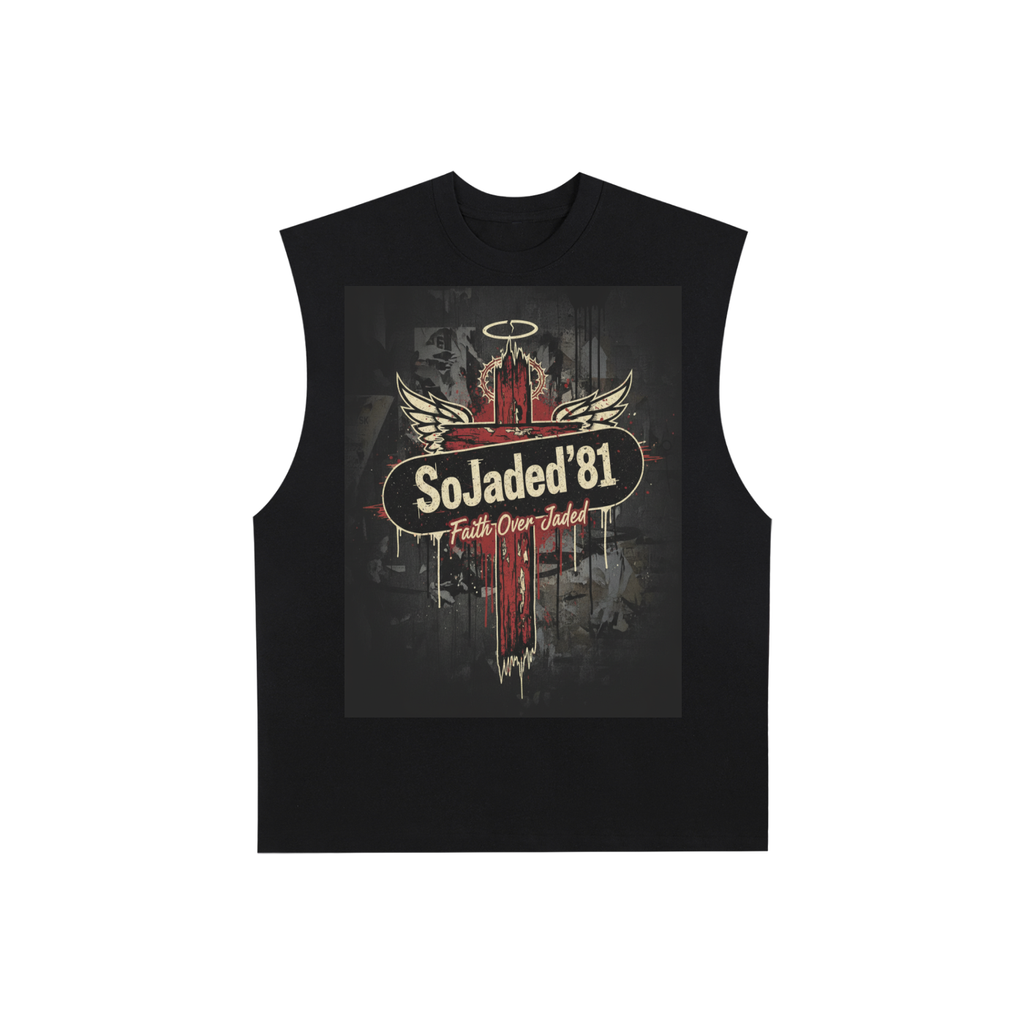 Raw Edge Sleeveless Grunge Faith Skate T-Shirt | Unisex Streetwear Tee