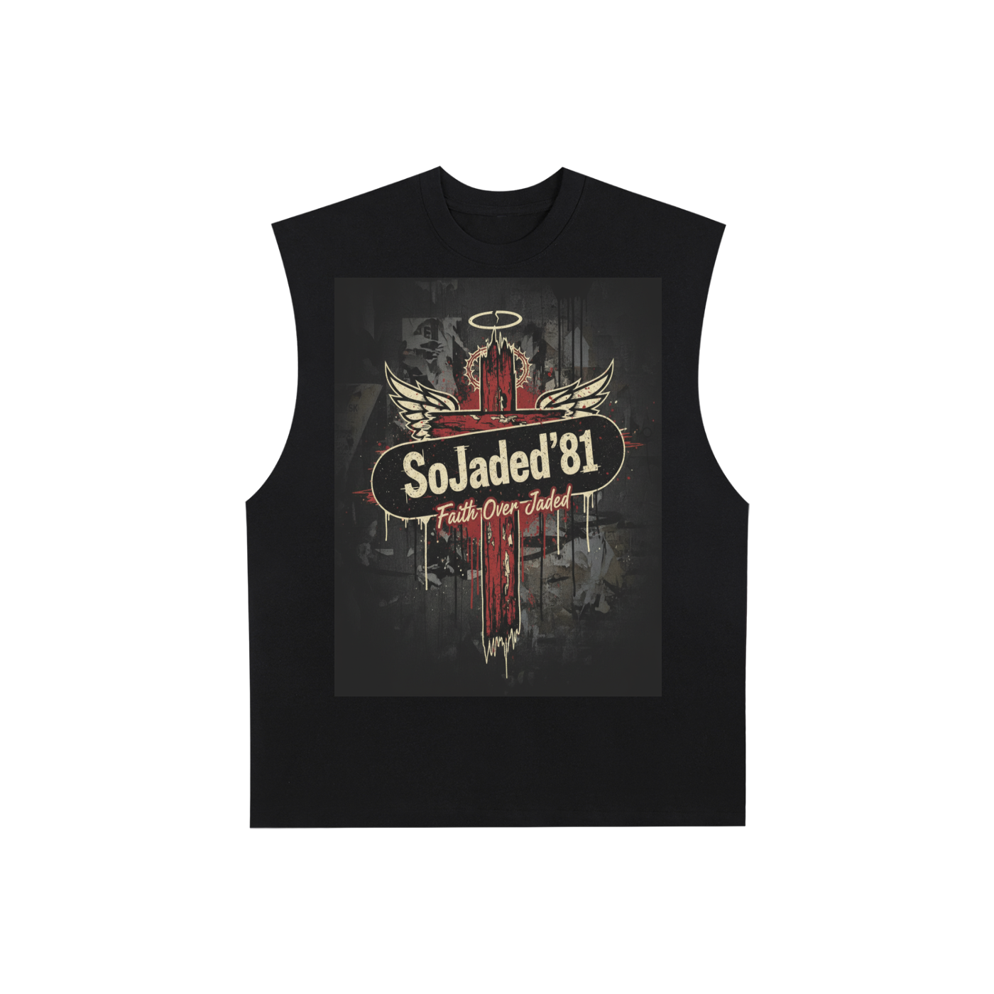 Raw Edge Sleeveless Grunge Faith Skate T-Shirt | Unisex Streetwear Tee