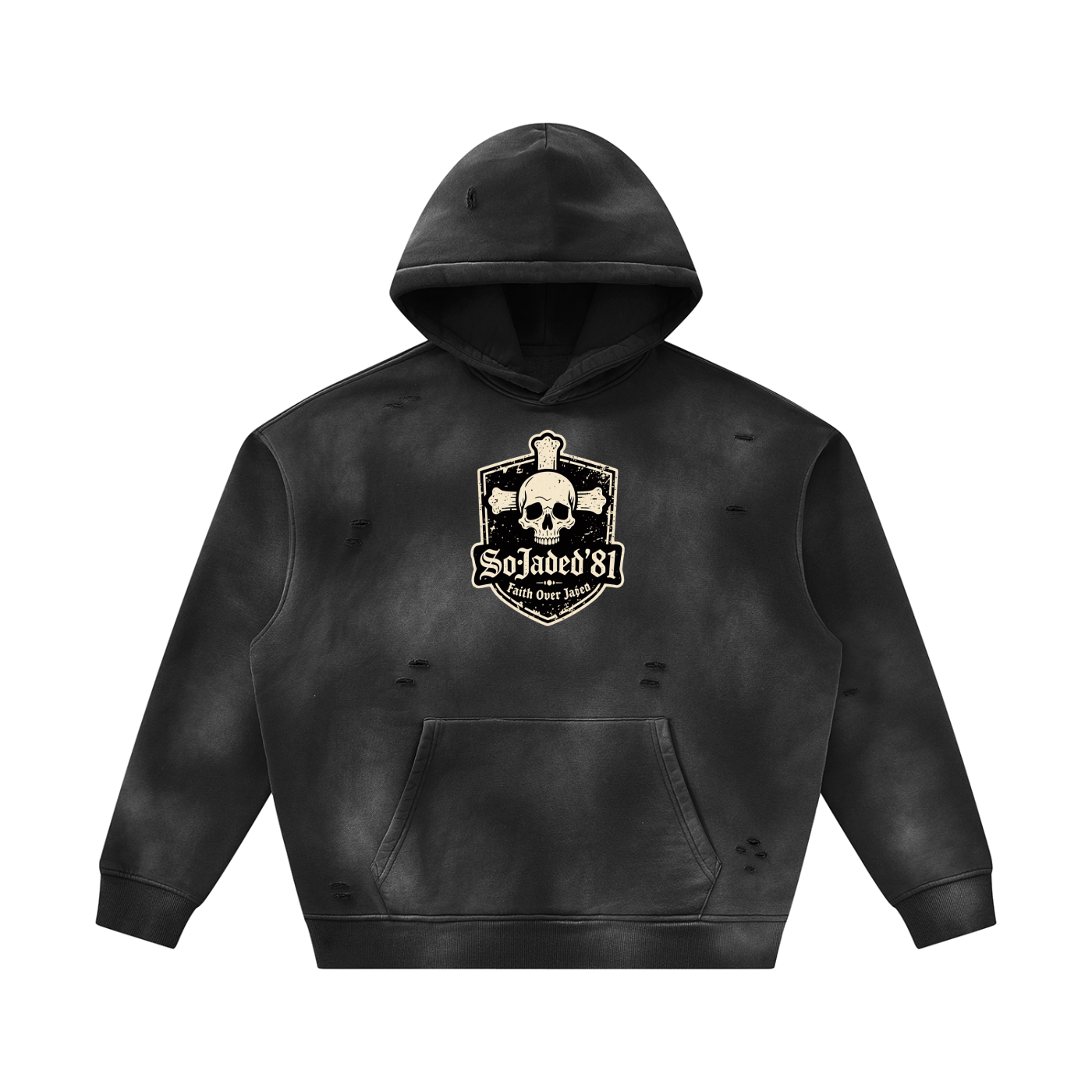 Unisex Sunfade Frayed Fleece Hoodie