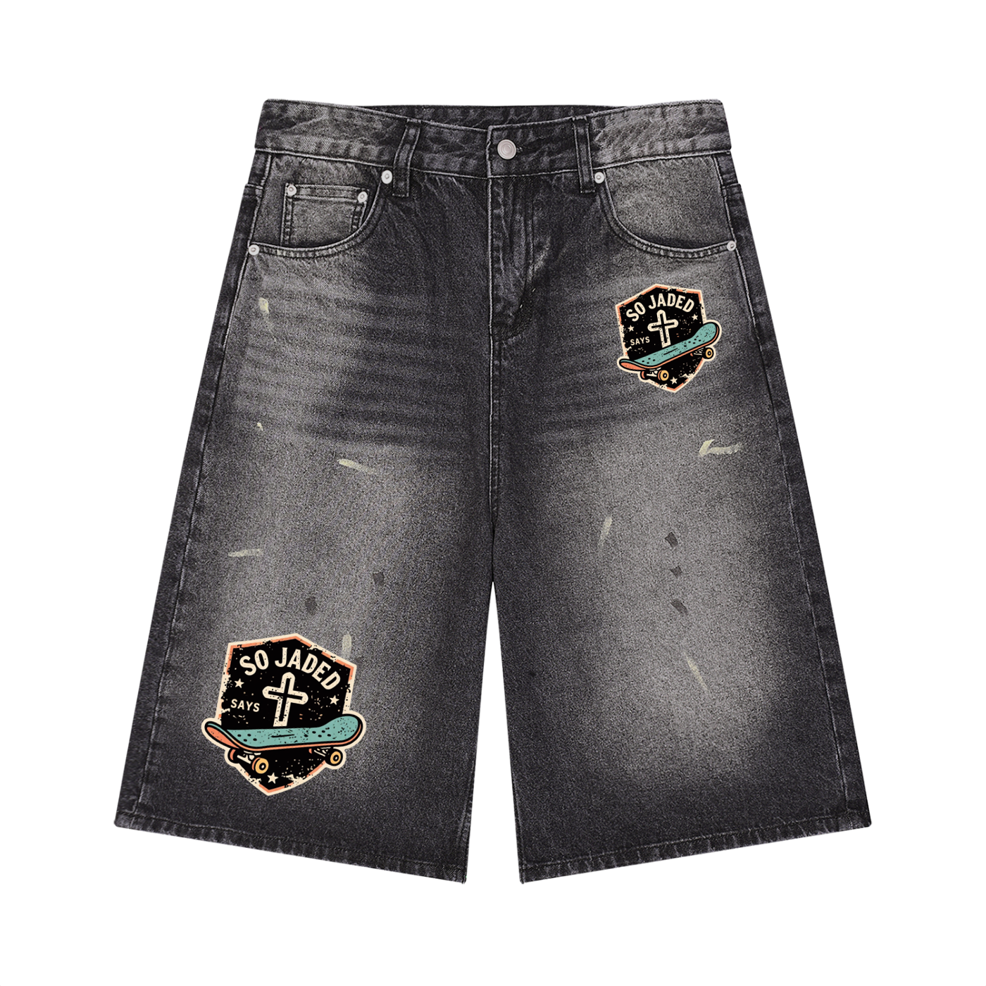 Men’s Vintage Wash Wide Leg Denim Shorts