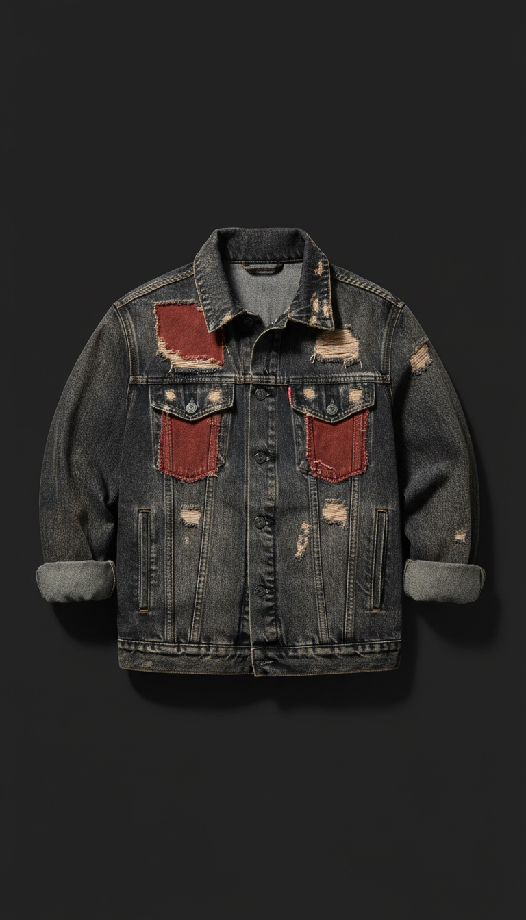 Distressed Denim Hoodie—Urban Cross